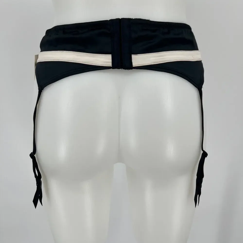 Vintage Nordstrom Bel Niente Garter Belt  NEW Dead Stock Black White Satin Sexy
